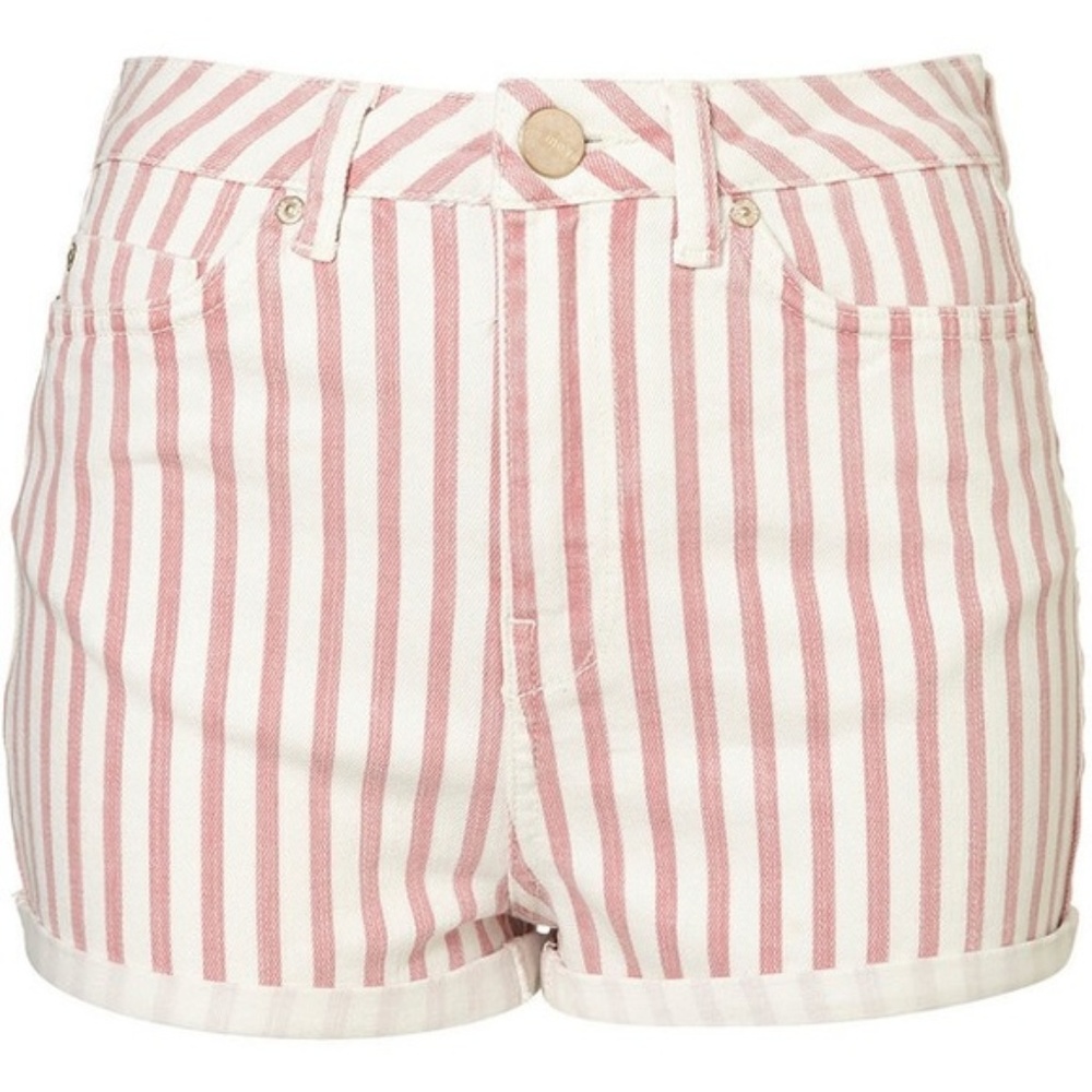 TOPSHOP MOTO HIGH WAISTED STRIPED SHORTS
